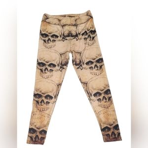 Large Women's Leggings Skull Beige Large Skeleton Bone Halloween Goth Spooky.
